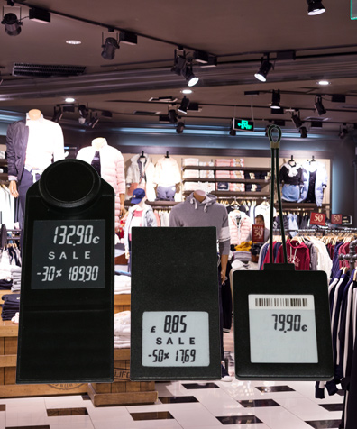 Elektronische-Etiketten zur automatischen preispflege für Textilhandel und Fashion Stores